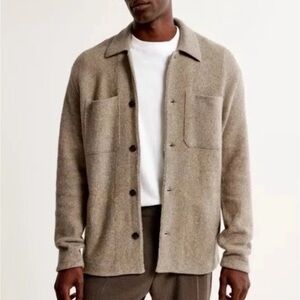 Abercrombie & Fitch Men’s Beige Tan Sweater Shirt Jacket Size S